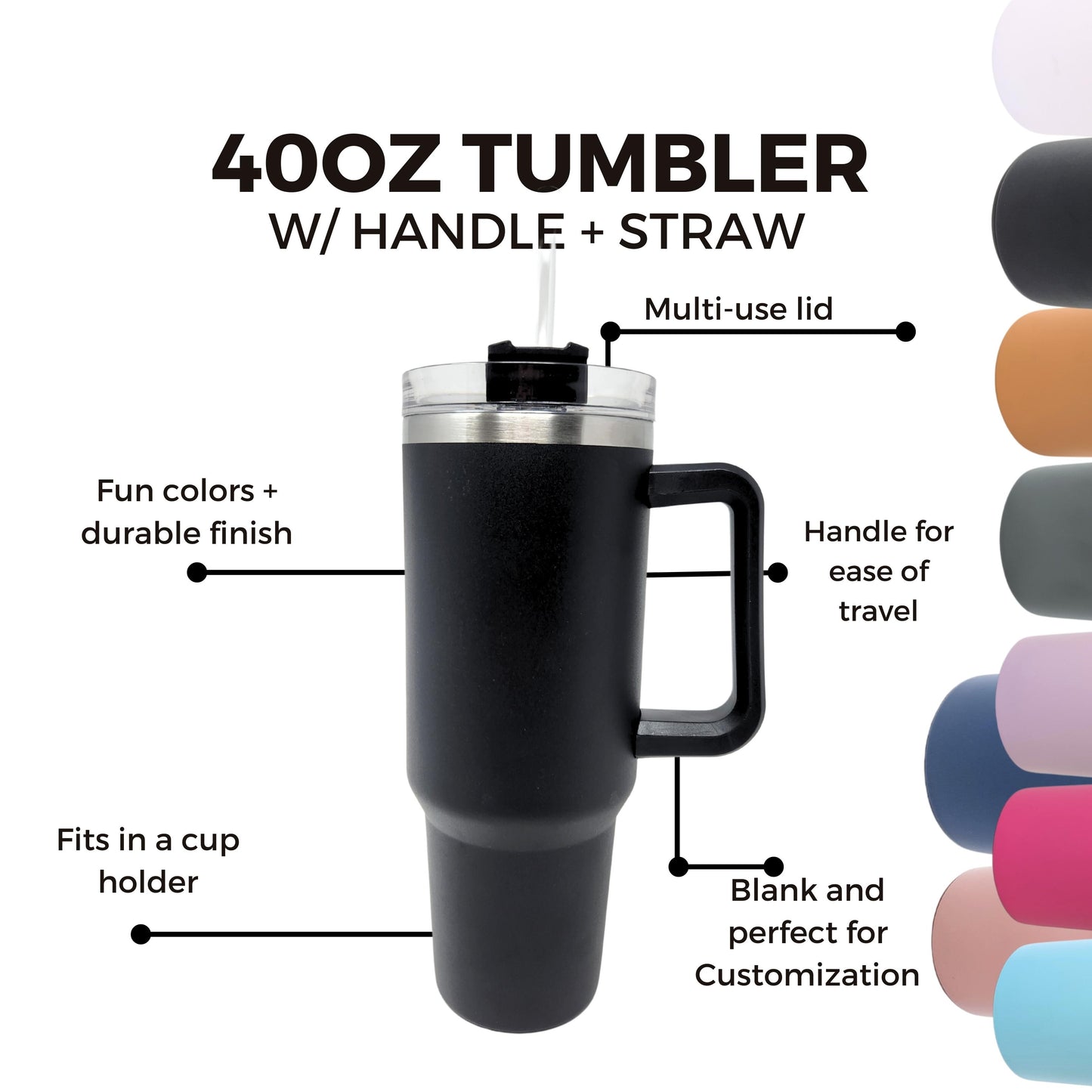 40oz Tumbler with Handle – Texas Wholesale Blanks